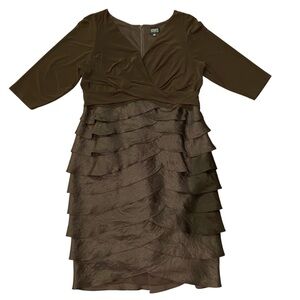 ADRIANNA PAPELL Brown Women’s Size 18W Iridescent Midi Long Sleeve Dress - EUC